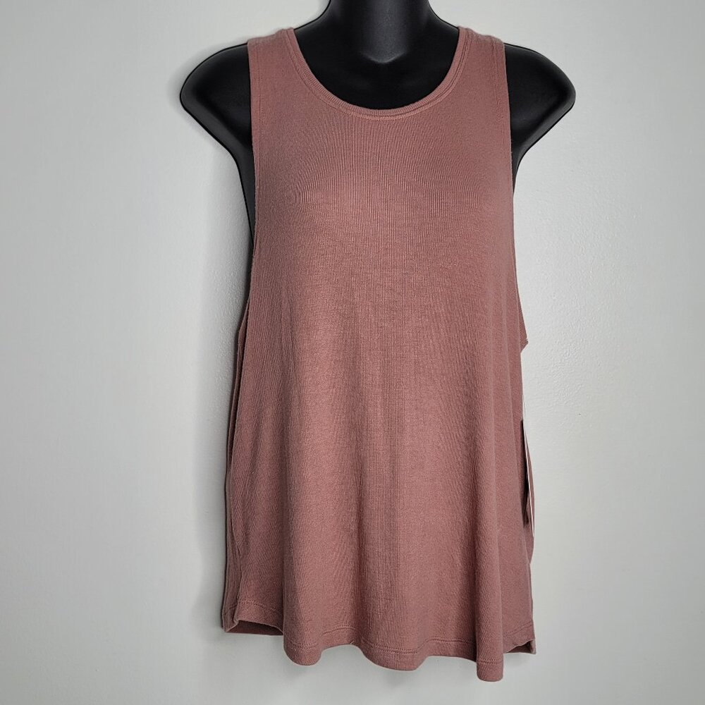 Athleta Well Rested Rib Sleep Tank Camisole Size Small NEW $44 Black‎ Pink Soft